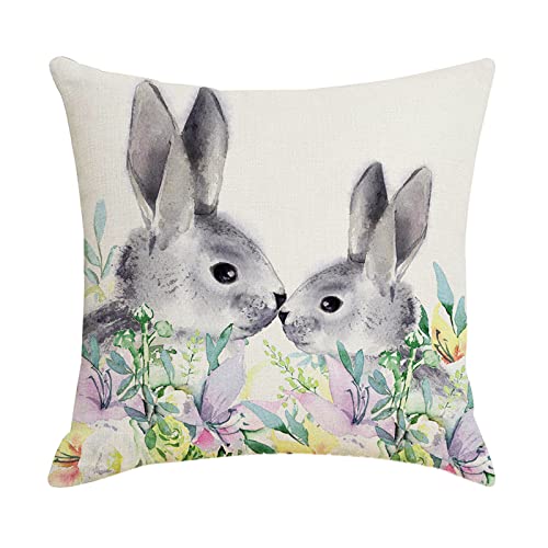 BIBOKAOKE Mode Ostern Dekorativ Kissenbezüge 45 x 45cm Zierkissenbezug Frühling Urlaub Kissenbezug Dekoration für Sofa Couch Osterdekoration Deko Hase Zierkissenbezüge, Einheitsgröße von BIBOKAOKE