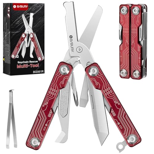 BIBURY Multitool, Mini Sailor Scissors, Multi Klappschere EDC mit 9 Werkzeugen,Taschenmesser, Dosenöffner, Schraubendreher, Unsichtbare Pinzette,Camping Zubehör,Outdoor Survival,Geschenke für männer von BIBURY