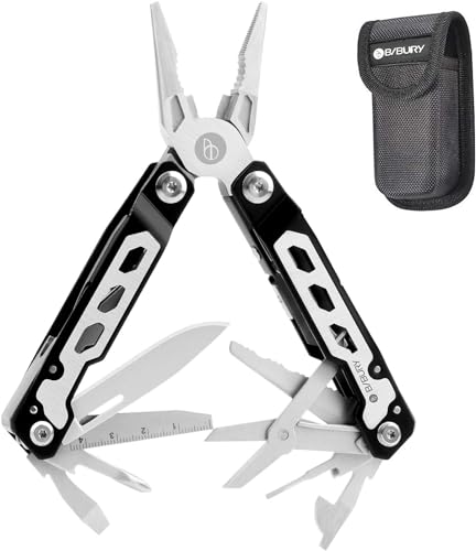 Geschenke für Männer, BIBURY Faltbar Multitools Zange, Vatertag Papa Geschenk, Taschenwerkzeug Multi Tool mit Schere, Flaschenöffner, Multifunktionswerkzeug für Camping, Wandern von BIBURY