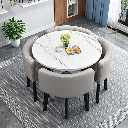 BIBZBKH KüChentisch, Esstisch Mit 4 StüHlen, moderner runder Küchentisch und Stoffstühle, platzsparendes Tischset für Zuhause und Büro 80 * 80 * 75cm A1 von BIBZBKH