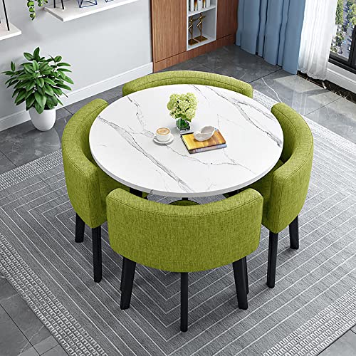 BIBZBKH KüChentisch, Esstisch Mit 4 StüHlen, moderner runder Küchentisch und Stoffstühle, platzsparendes Tischset für Zuhause und Büro 80 * 80 * 75cm A20 von BIBZBKH