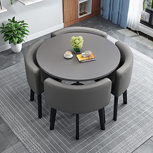 BIBZBKH KüChentisch, Esstisch Mit 4 StüHlen, moderner runder Küchentisch und Stoffstühle, platzsparendes Tischset für Zuhause und Büro 80 * 80 * 75cm A29 von BIBZBKH
