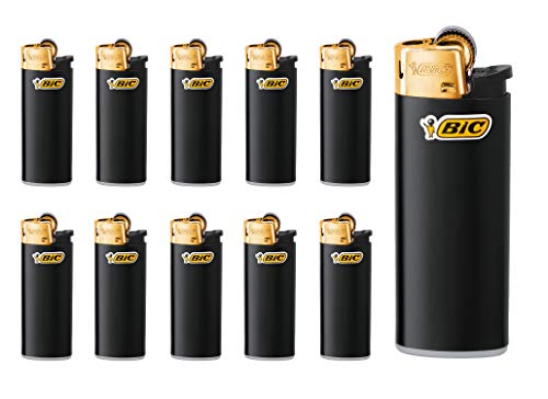 BIC Feuerzeug Reibrad Mini J25, schwarz/Gold (10 Stück) von BIC + sunmondo