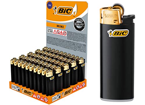 BIC Feuerzeug Reibrad Mini J25, schwarz/Gold (50 Stück) von BIC + sunmondo