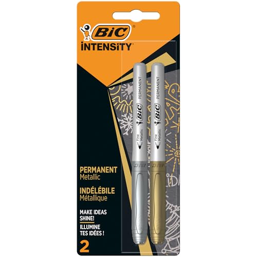 BIC Intensity Marker, in 2 verschiedenen Metallicfarben, Strichstärke: 0.8 mm, mit komfortablem Gummigriff und Austrocknungsschutz von BIC
