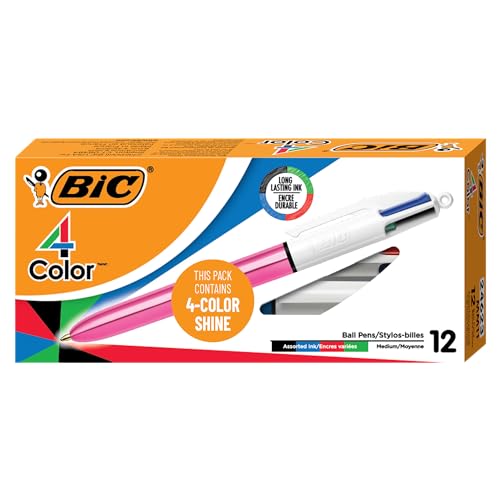 BIC 4-Color Ballpoint Pen, Medium Point (1.0mm), Assorted Inks, 12-Count, red von BIC