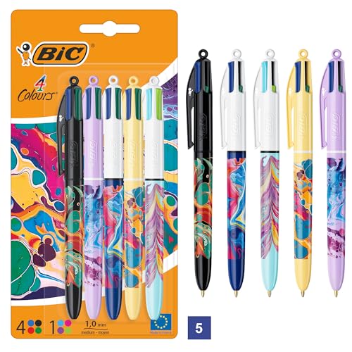 BIC 4 Farben Kugelschreiber Dekor Hydro, Packung à 5, geeignet für das Büro, das Home Office oder die Schule BIC 4 Farben Kugelschreiber Dekor Hydro, Packung à 5, geeignet für das Büro, das Home Office oder die Schule von BIC
