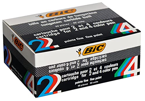 BIC 4 Farben Kugelschreiberminen grün 4 Colours, 50er Pack, dokumentenechte Tinte, Strichstärke 0.4 mm von BIC