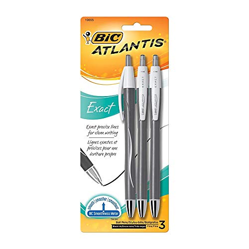 BIC Atlantis Exact Pens 3/Pkg-Black von BIC