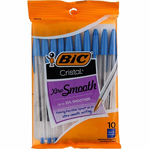 BIC Cristal Kugelschreiber, mittlere Spitze, Blau, 10 Stück (2 Stück) von BIC