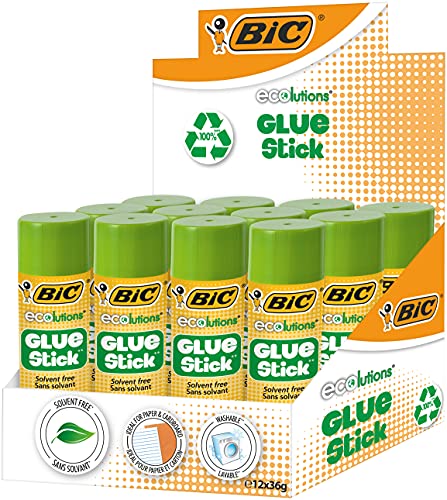 BIC 9192541 ECOlutions Öko Glue Stick Klebestifte – 36 g, 12er Box von BIC