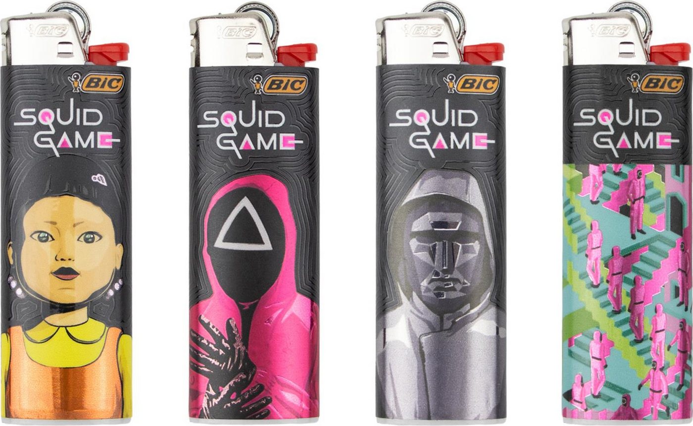 BIC Feuerzeuge 4er Set Squid Game Edition, Offizielle Lizenz, Sammlerstück (4-St), Original BIC Feuerzeuge von BIC