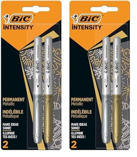 BIC Intensity Marker, in 2 verschiedenen Metallicfarben, Strichstärke: 0.8 mm, mit komfortablem Gummigriff und Austrocknungsschutz (Packung mit 2) von BIC