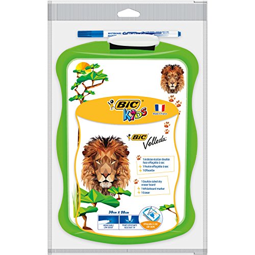 BIC Kid Vellada Schreibtafel, ergonomischer Rand, Oberfläche grün verziert + abwischbarer Filzstift blau + Wischer BIC Kid Vellada Schreibtafel, ergonomischer Rand, Oberfläche grün verziert + abwischbarer Filzstift blau + Wischer von BIC