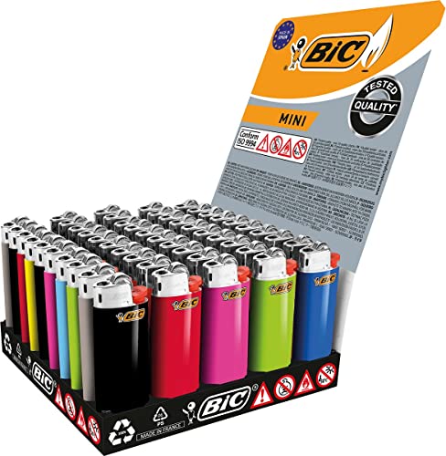 BIC Maxi Reibrad Feuerzeuge Neutral mit Zündstein Maxi J26-8 Stück in diversen Farben Sortiert von BIC