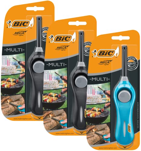 BIC Megalighter Feuerzeuge, Farbe zufällig Schwarz oder Türkis - Packung mit 3 Stück BIC Megalighter Feuerzeuge, Farbe zufällig Schwarz oder Türkis - Packung mit 3 Stück von BIC