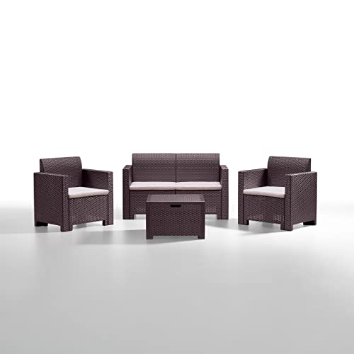 BICA Gartenmöbel Set Nebraska 2, Lounge 4 Plätze, Braun, Rattan Design, 281x155x79 cm von BICA