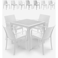 Garten Set Tisch 80x80cm 4 Stühle Außen weiß Provence Light Stuhlmodell: Victoria von BICA