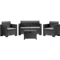 Lounge-Set für den Außenbereich Venere, Garten-Set mit Kissen, Lounge-Set für den Innenbereich in Rattan-Optik, 100 % Made in Italy, Anthrazit von BICA