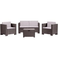 Loungeset für draußen Kuiper, Outdoor-Lounge mit Couchtisch, Terrassenset mit Kissen, Gartenkomposition mit Sofa und Sesseln, Made in Italy, Braun Loungeset für draußen Kuiper, Outdoor-Lounge mit Couchtisch, Terrassenset mit Kissen, Gartenkomposition mit Sofa und Sesseln, Made in Italy, Braun von BICA