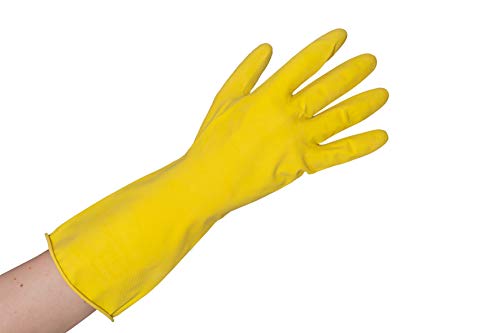 BICAP 12 Paar hochwertige Haushaltshandschuhe Größe 10 (XL) aus Latex gelb - lebensmittelgeeignet und säurebeständig EN 388 EN 374 von BICAP