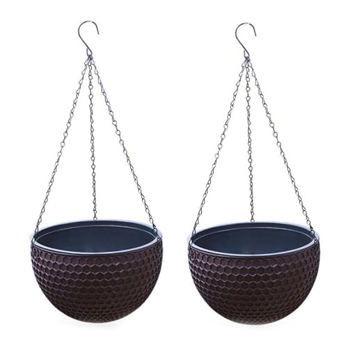 BICI 2 Stücke Blumenampel Innen Blumenampel Außen Blumenampel Hängend Hängetopf Für Pflanzen Blumentopf Hängend Hängetöpfe Für Pflanzen Hängender Blumentopf (Große 25,5 cm,braun) von BICI
