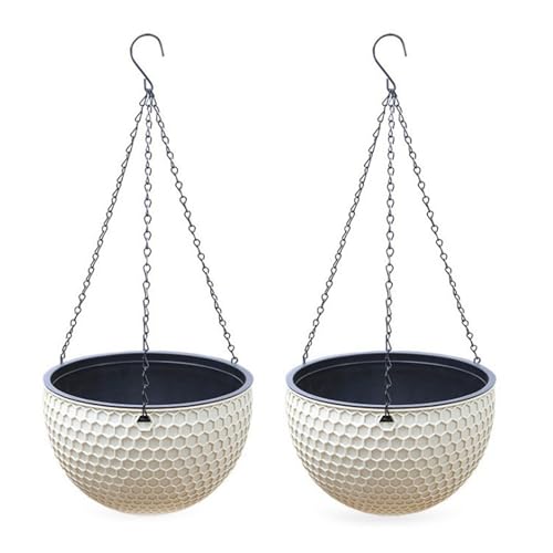 BICI 2 Stücke Hängender Blumentopf Blumenampel Innen Blumenampel Außen Blumenampel Hängend Hängetopf Für Pflanzen Blumentopf Hängend Hängetöpfe Für Pflanzen (Klein 16,5 cm,cremefarben) von BICI