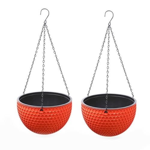 BICI 2 Stücke Hängender Blumentopf Blumenampel Innen Blumenampel Außen Blumenampel Hängend Hängetopf Für Pflanzen Blumentopf Hängend Hängetöpfe Für Pflanzen (Klein 16,5 cm,orange Farbe) von BICI