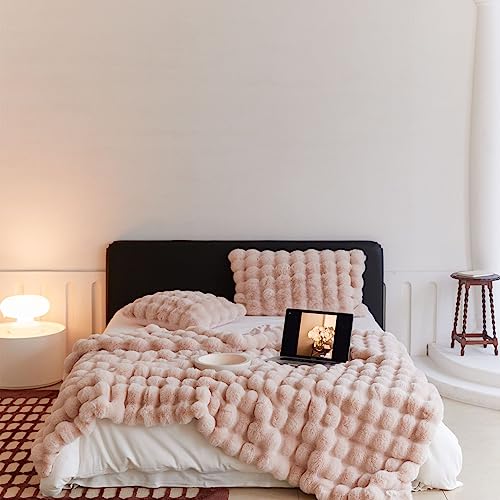 BICI Bubble Decke Fellimitat Decke Kuscheldecke Flauschig Flauschige Decke Fluffy Blanket Bubble Decke FüR Bett Sofa Kuscheldecke Casual Decke (Rosa,160 * 200cm), ZSM-240112-1 von BICI