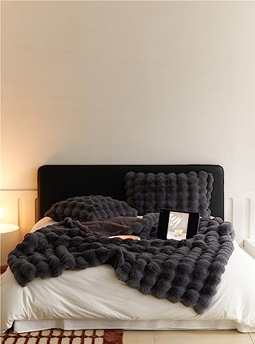 Bubble Decke Fellimitat Decke Kuscheldecke Flauschig Flauschige Decke Fluffy Blanket Bubble Decke FüR Bett Sofa Kuscheldecke Casual Decke (Grau,130 * 160cm) von BICI