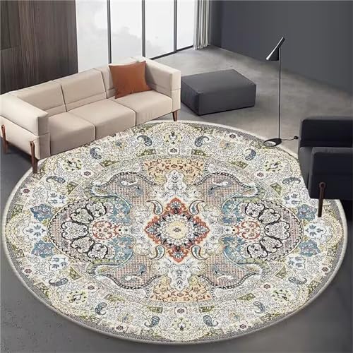 Teppich Wohnzimmer Boho Teppich Boho Rund Waschbare Teppiche Rund Boho Style Waschbar Outdoor Rund Für Schlafzimmer, Wohnzimmer,Garten,Kinderzimmer,Garten (4,120 * 120cm) von BICI