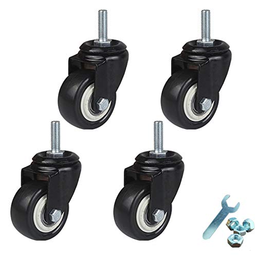 BICIBO Schwerlast-Lenkrollen Räder Trolley Möbelrolle Ersatz-Lenkrollen Polyurethan-Doppellagerräder 60 mm,Traglast 160 kg,M12 x 30 mm Vorbau,4 Stück (Universal) von BICIBO