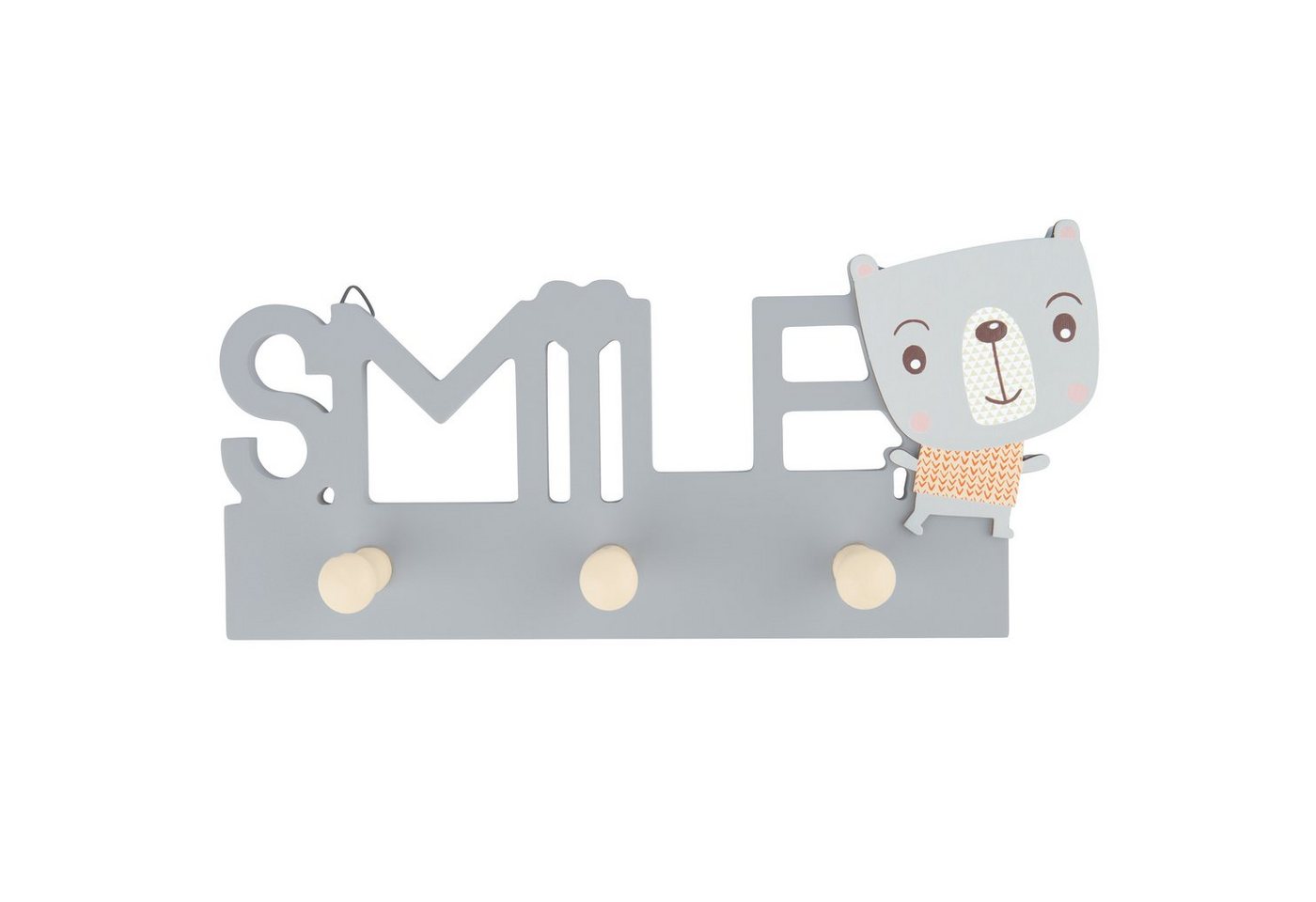 BIECO Garderobenhaken Bieco Garderobe Kinder Smile Kindergarderobe Holz Garderoben Haken Wandgarderobe Holz Kleiderhaken Kinder Garderobenleiste Kinder 25 cm 3 Garderoben Haken Garderobe Holz Wandhaken von BIECO