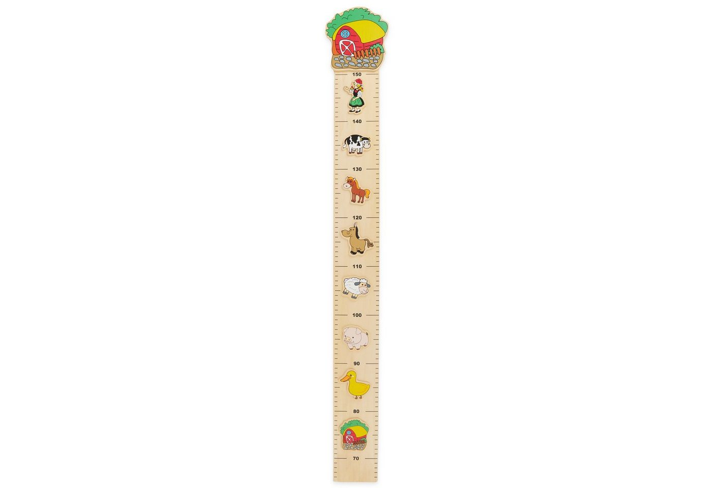 BIECO Messlatte Bieco Messlatte Bauernhof Skala 0,65-1,5m Messlatte Holz Kinder Wand Holz Dekoration Maßband Körper Kinder Messlatte Holz Holz Meter Wandtattoo Kinderzimmer Tiere Messlatte Kind von BIECO