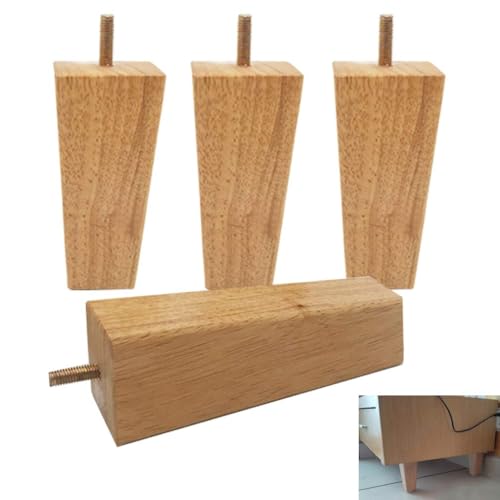 BIEGMAI Zuverlässige Holz-Möbelbeine, quadratische, konische Schrankbeine, M8-Schrauben, Sofafüße, Ersatzbeine für Sessel, Schrank, Kommode, Sofa, Couchtisch, TV-Schrank (12 cm), 4 Stück von BIEGMAI