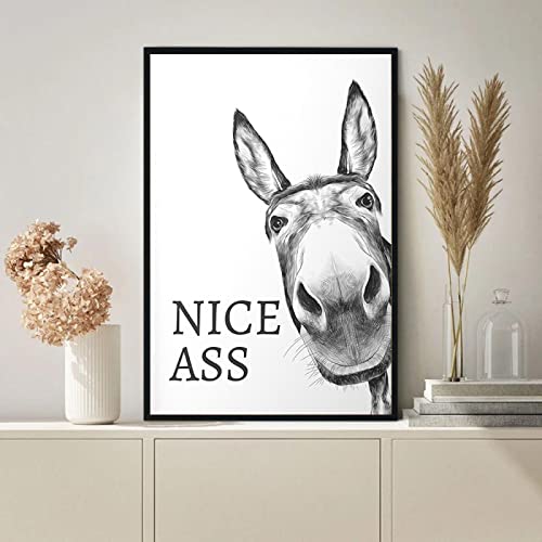 BIEMBI „Nice Ass“-Zitat, lustiges Schild, Leinwandgemälde, Vintage-Esel-Poster und Drucke, Wandkunst für Toilettendekoration, Badezimmerbild, 40 x 60 cm, rahmenlos von BIEMBI