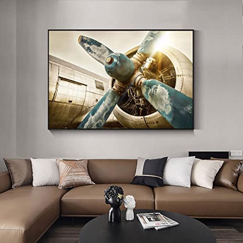 BIEMBI Flugzeug-Propeller-Poster, Wandkunst, modernes Flugzeuggemälde, Vintage-Flugzeug-Leinwandbild für Wohnzimmer, Heimdekoration, 80 x 120 cm, ohne Rahmen von BIEMBI