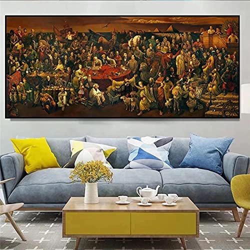 BIEMBI Large Size Canvas Art Famous People Painting Discussing The Divine Comedy With Dante Painting Prints Poster for Living Room 50x100cm Frameless von BIEMBI