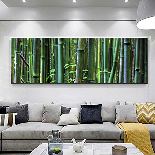 BIEMBI Leinwandgemälde „Grüner Bambuswald“, schöne Natur, Poster und Drucke, Wandkunst, Bild, Schlafzimmer, Wohnzimmer, Heimdekoration, 60 x 165 cm, rahmenlos von BIEMBI