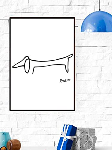 BIEMBI Pablo Picasso Der Dackel Hund Strichzeichnung Leinwand Abstrakte Tiere Minimalistische Wandkunst Kinderzimmer Bar Büro Wohnkultur 30x40cm Rahmenlos von BIEMBI