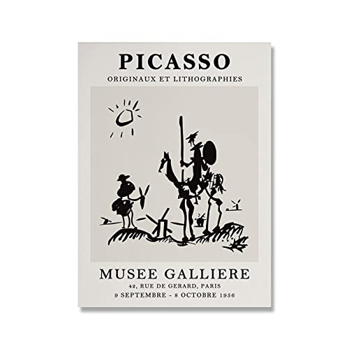 BIEMBI Pablo Picasso Don Quijote Skizze – Don Quijote Druck, Don Quijote Poster, druckbare Wandkunst, Strichzeichnung, Pablo Picasso 60x90cm Rahmenlos von BIEMBI
