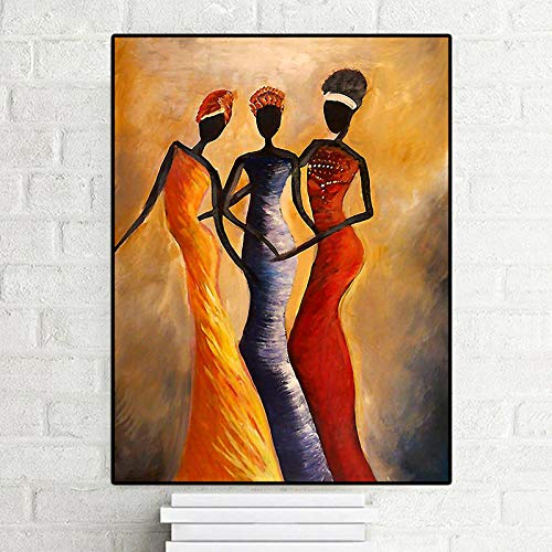 BIEMBI Vintage African Black Woman Portrait Gemälde Leinwand Poster und Drucke Skandinavische Pop Art Wandbild für Wohnzimmer 70x100cm Rahmenlos von BIEMBI