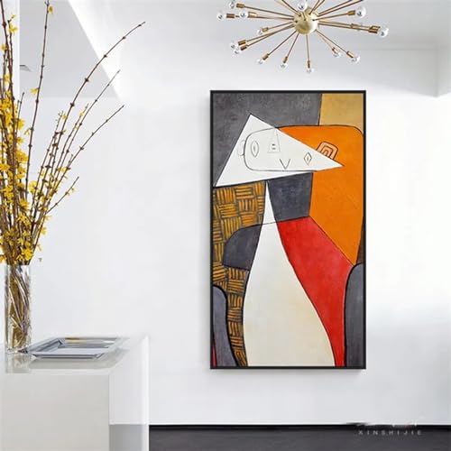 Berühmte Pablo Picasso-Leinwandmalerei, abstrakte geometrische Figurendrucke, schwarzer Rahmen, Poster, Wandkunst, Bilder für Wohnzimmer, 70 x 140 cm Rahmen von BIEMBI