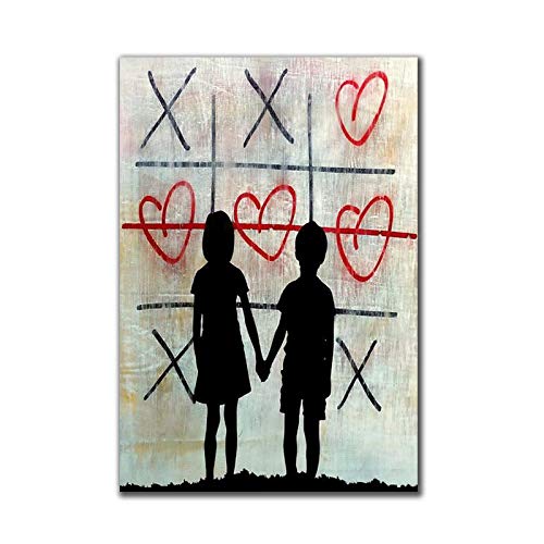 Graffiti Love Banksy Street Art Leinwandgemälde Junge und Mädchen Poster und Drucke Wandkunst Bilder für Wohnzimmer Schlafzimmer 30 x 50 cm rahmenlos von BIEMBI