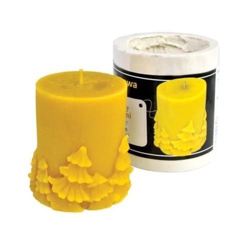 BIENE24.DE Kerzengießform Stumpenkerze mit Tannenbäumen (klein) Silikonform Bienenwachs von BIENE24.DE