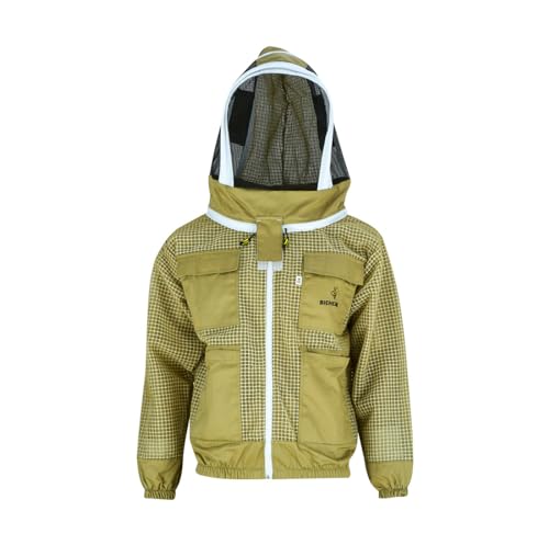 Imkerjacke Premium mit Atmungsnetz + Fechtschleier für Bienen Wespen Insekten Imkerei Stichschutz Insektenschutz S M L XL XXL XXXL, M · braun von BIENE24.DE