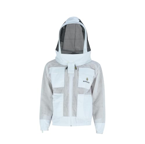 Imkerjacke Premium mit Atmungsnetz und Fechtschleier für Bienen Wespen Insekten Imkerei Stichschutz, L · weiß von BIENE24.DE