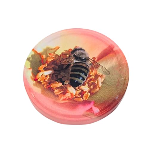 60x Ersatzdeckel Schraubdeckel Metalldeckel für 500g Twist Off Glas 82mm Deckelfarbe Biene Rose von BIENEN SCHMIDT