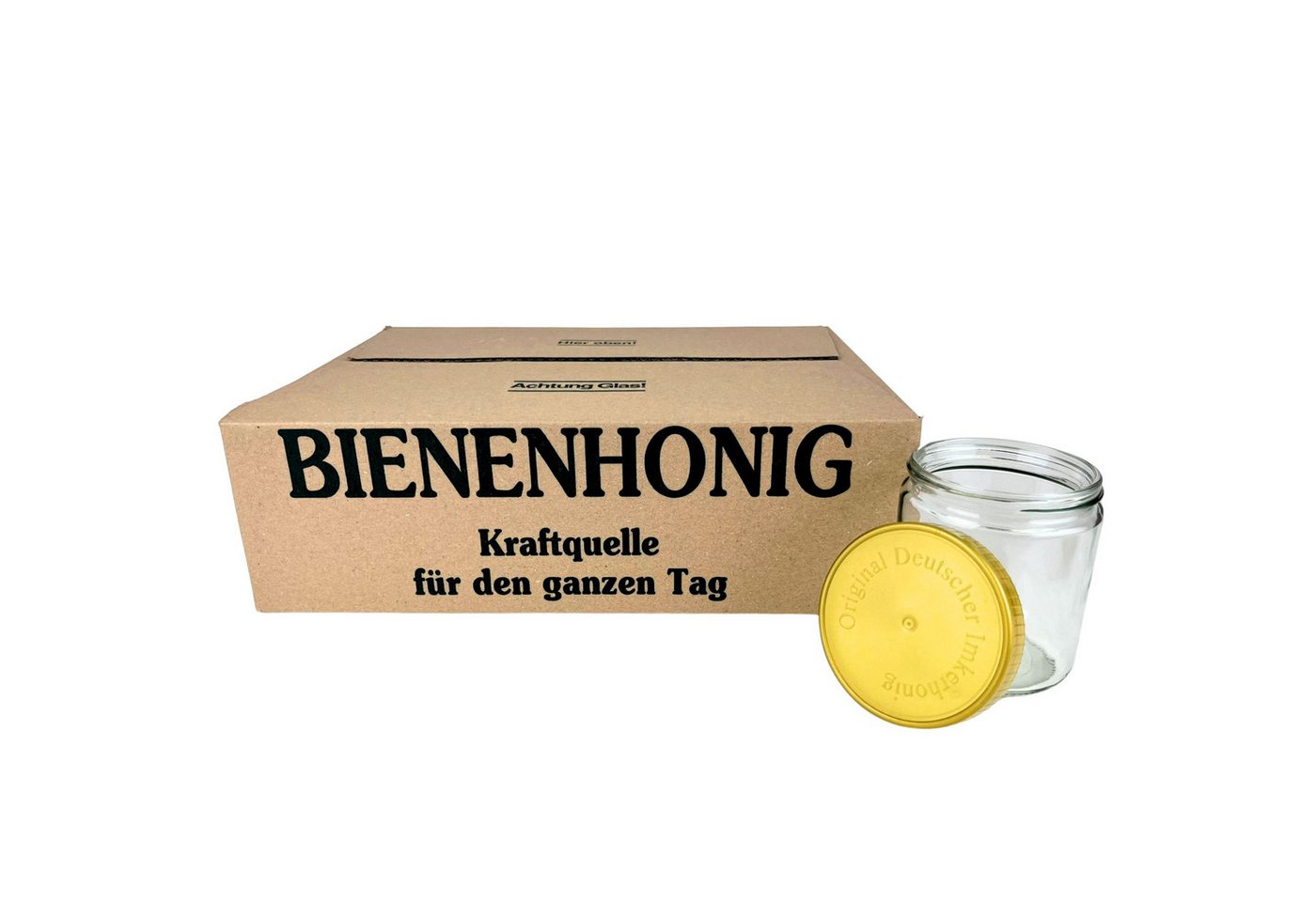 BIENEN SCHMIDT Honigglas 60x Neutrales Schraubglas Neutralglas 500g mit goldenem Deckel, (60 Stk), Einmachglas, Marmeladenglas, Sturzglas von BIENEN SCHMIDT