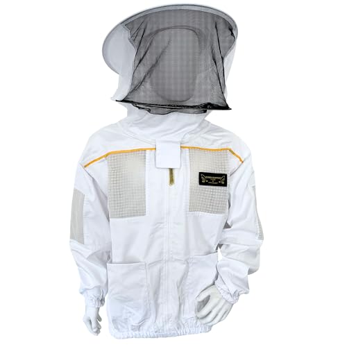 Imkerschutzjacke Imkerjacke Low-Air mit integriertem Schleier weiß mit Reißverschluss Größe M von BIENEN SCHMIDT